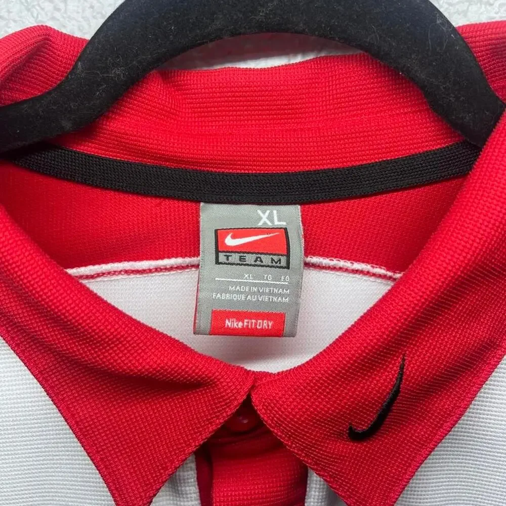 VTG Nike Georgia Bulldogs Team Polo Shirt Mens XL White Red Nike FIT Gameday